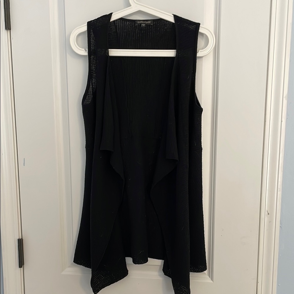 Eileen Fisher Black Asymmetrical Relaxed Tank Top